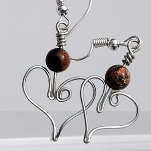 Tigers eye heart earrings